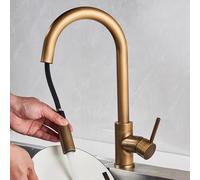 Kitchen Tap Pull Out Antique Brass Kitchen Sink Mixer Taps Rotated-Antique
