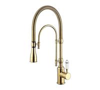 Kitchen Tap, Pull Out Kitchen Faucet Gold Kitchen Sink Mixer tap Top Quality Total Brass Kitchen Faucet Vanity Water tap Faucet Sink Faucet(Chrome and Gold)