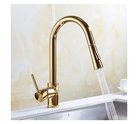 Kitchen Tap, Pull Out Kitchen Faucets Silver Single Handl Gold Kitchen Faucet Sink Tap Single Hole Rotating Water Mixer Tap Mixer Tap(Gold)
