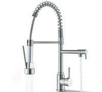 Kitchen Tap Silver Pull-Down Mixer Tap With Dual Spray Brushed Nickel
