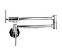 Kitchen Tap, Solid Brass Kitchen Wall Mount Pot Filler Faucet Swivel Spout Brushed Nickel Matt Black Cold Water Only with Dual Swing(Bianco)