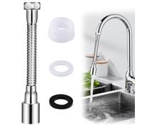 Kitchen Tap Spray Head 20cm, 360° Swivel Kitchen Tap Extension Hose - Universal Faucet Extender with Adjustable Spray Head Includes Adapter, Easy Installation for Kitchen Sink, Bathroom, and Toilet