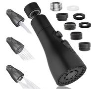 Kitchen Tap Spray Head, 360° Swivel Spout Kitchen Sink Tap with 3 Functions Modes, Tap Extender for Kitchen Sink, Replacement Tap Bubbler Head Aerator Sprayer Accessories Tap Adapter (Black)