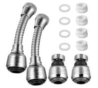 Kitchen Tap Spray Head,4 PCS Universal Kitchen Tap Spray Head & Extender 360° Swivel Faucet Adapter with Aerator Includes 2 Long & 2 Short Taps Nozzles for Kitchens Sink Attachment