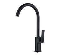 Kitchen Tap, Traditional Single Lever Sink Mixer Taps High Arc Faucet Solid Brass Hot and Cold with Adapter for 1(Nero)