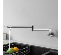 Kitchen Tap Wall Mounted Cold Water Folding Brass Swivel Sink Faucet-Chrome Plated