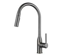 Kitchen Tap with Pull-Down Sprayer Brass Kitchen Sink Mixer Tap 2 Spray Mode Kitchen Mixer Taps Modern Single Handle 360° Swivel Spout High Arc Kitchen Sink Tap for Kitchen (Gunmetal Gray)