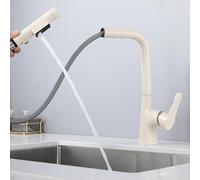 kitchen taps 3 way pull out brass 360° swivel telescopic kitchen mixer tap 3 way-oatmeal color
