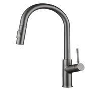 Kitchen taps 304 Stainless Steel Pull-Out Kitchen Faucet Hot and Cold Gun Grey Brushed(Gun Grey)