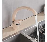 Kitchen Taps Beige Brass Kitchen Faucets 3 Color 360 Rotated Swivel Spout Kitchen Sink Crane Single Handle Cold Hot Water Mixer Tap