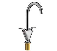 Kitchen Taps Chrome Kitchen Sink Tap Mixer Twin Lever Swan Dual Lever Kitchen Mixer Tap Traditional 360° Swivel Spout Tap for 1 Hole Kitchen Sink