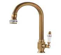 Kitchen taps Copper Single Cold 360-Degree Rotating Kitchen Sink Faucet with Pull-Out Multicolor(Blue and White Porcelain)