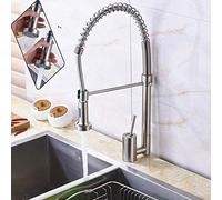 Kitchen Taps Faucet Brushed Nickel Pull Down Sprayer Sink Single Lever Bathroom Mounted Deck