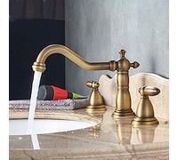 Kitchen Taps Faucet Double Handle Basin Faucet Spreads Brass Basin Sink Mixer Tap Antique Brass 3 Hole Bath Sink Hot Cold Water Faucet Ambitious Wisdom