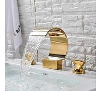 Kitchen Taps Faucet Gold Basin Faucet Deck Mount Widespread Brass Bathroom Basin Mixer Tap Double Handle Cold and Hot Water Crane Vessel Sink Taps Household faucets