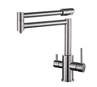 kitchen Taps Faucet Kitchen Faucet Brass BlacKitchen Folding Faucet with Pure Water Cold HoKitchen Modern Drinking Water 3 Way Filtered Faucet Mixer, (Brushed Nickel)