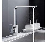 kitchen Taps Faucet Kitchen Faucet Chrome SquarKitchen Faucet Sink Mono Bloc Single Lever Swivel Spout Brass Cold Hot Mixer Water TaKitchen (With Hose Size 9)