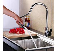 Kitchen Taps Faucet(water) Faucet；tap； bibcock Full Copper Chrome- plated Single Hole Hot and Cold Pull- out Vegetable Sink Faucet Rotating Retractable (A)