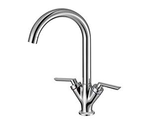 Kitchen Taps Hapilife Swan Dual Lever Kitchen Mixer Taps 1 Hole Chrome Vintage Style Brass Sink Mixer Tap Twin Lever 360 Swivel Spout Traditional Faucet