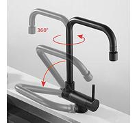 Kitchen Taps Inside Window Kitchen Sink Tap Foldable Hot and Cold Rotating Stainless Steel 2 Modes Single Hole Kitchen Sink Faucet-Brushed Nickel