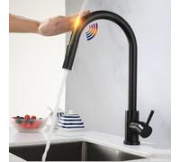 Kitchen Taps,Kitchen Sink Faucet for Bar Farmhouse Commercial,Smart Touch Faucets,Pull Out Sensor Faucet,Single Handle Dual Outlet Water Modes Mixer Faucet(Color:Black with Sensor)