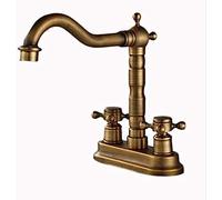 Kitchen Taps Kitchen Tap Faucet Antique Brass Bath Basin Sink Faucet Dual Cross Handles Swivel Spout Mixer Tap