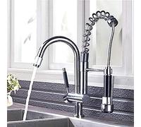 Kitchen Taps Kitchen Tap Faucet Chrome Pull Down Spring Sink Faucet 2 Swivel Spout Handheld Sprayer Head with Bracket Single Lever Mixer
