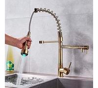 Kitchen Taps Kitchen Tap Faucet Led Color Change Kitchen Faucet Golden Pull Down Dual Spout Hot Cold Kitchen Mixer Tap Handheld Led Light Kitchen Sprayer Head