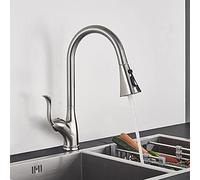 Kitchen taps Mixer Pull Out Spray Black Nickel 3- Way Faucet, Deck Mount 360 Degree Rotation Spary Stream Mode, Hot Cold Sink Mixers for Sink(Black)(Nickel) (Nickel)