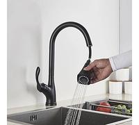 Kitchen taps Mixer Pull Out Spray Black Nickel 3- Way Faucet, Deck Mount 360 Degree Rotation Spary Stream Mode, Hot Cold Sink Mixers for Sink(Black)(Nickel) (Black)