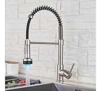 Kitchen taps Mixer Pull Out Spray Black Nickel Faucet, LED Stream Mode Spout Down 180 Degree Rotation, Hot Cold Deck Mount Taps for kitc(Nickel B)(Nickel H) (Nickel H)