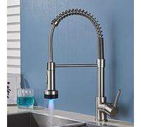Kitchen taps Mixer Pull Out Spray Black Nickel Faucet, LED Stream Mode Spout Down 180 Degree Rotation, Hot Cold Deck Mount Taps for kitc(Nickel B)(Nickel H) (Nickel B)