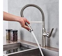 Kitchen taps Mixer Pull Out Spray Chrome/Brushed Nickel Spring Sink Faucet, Sprayer Stream Spout Pull Down Mixers, Deck Mounted Hot and Cold Tap for k(Brushed Nickle)(Chr (Brushed Nickle)