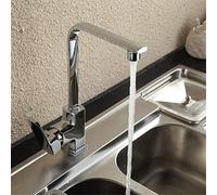 Kitchen Taps Modern Brass Solid Faucet Cold and Hot Water Mixer Rectangular Design 360 Degree Rotation