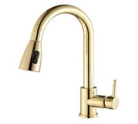 Kitchen taps Pull Out Telescopic Rotating Kitchen Faucet with Hot and Cold Water Spray Multicolor(Gold Round Head)