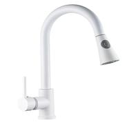 Kitchen taps Pull Out Telescopic Rotating Kitchen Faucet with Hot and Cold Water Spray Multicolor(White)