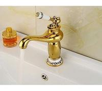 Kitchen Taps Solid Copper Luxury Europe Style Antique Gold Bathroom Sink Faucet Single Handle Cold and Hot Water Mixers