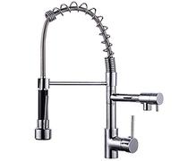 Kitchen Taps Swivel Spring Pull Out Kitchen Sink Mixer Faucet with Spout Chrome Polished Copper Metal Lavatory Bathroom Basin Hot Cold Water Tap Single Handle Single Vessel Faucet