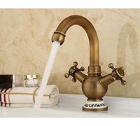 Kitchen Taps Vintage Style Antique Brass Double Handle Bathroom Basin Faucet Hot and Cold Water Sink Faucet Bath Accessories