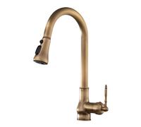 Kitchen Taps with Pull Out Spray Antique Brass-Antique