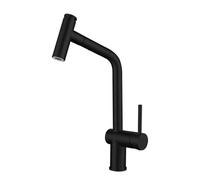 Kitchen Taps with Pull Out Spray Grey Kitchen Sink Mixer Tap Stainless Steel 360° Swivel Spout(Black)