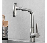 Kitchen taps with Pull Out Spray,Mixer tap 2 Functions, Sink,Single Lever hot and Cold 360°Swivel,Brass,Faucet-Chrome(OneSize)