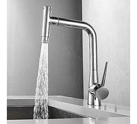 Kitchen taps with Pull Out Spray,Mixer tap 2 Functions, Sink,Single Lever hot and Cold 360°Swivel,Brass,Faucet-Chrome(2)