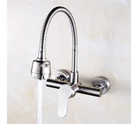 Kitchen Taps YHSGY 304 Stainless Steel Wall Mounted Kitchen Tap Kitchen Mixer Tap Wall Faucet 360 Rotating Flexible Hose