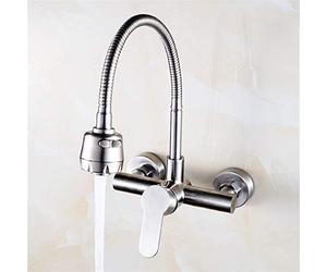 Kitchen Taps YHSGY 304 Stainless Steel Wall Mounted Kitchen Tap Kitchen Mixer Tap Wall Faucet 360 Rotating Flexible Hose