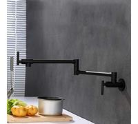 Kitchen Taps YHSGY Folding Faucet Black Stretchable Double Joint Swing Arm Wall Mount Kitchen Sink Faucet Single Hole Two Handle Single Cold Water Faucet