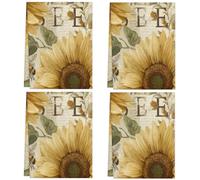 Kitchen Tea Towels 45x72cm,Soft Absorbent Dish Cloths Microfiber Quick Drying Hand Towel for Bathroom Home Décor Sunflower Bee On Vintage Newspaper,Pack of 4