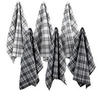 Kitchen Tea Towels Set of 6 - 100% Pure Cotton, Super Absorbent Dish Towels, Soft Lint-Free Cleaning Cloths, Quick Dry, Reusable Eco Friendly Kitchen Hand Towels 50x70cm - Grey & White