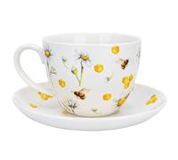 Kitchen Teacups Tea with Honey Cup and Saucer 15.2 fl oz (450 ml) Pretty Tea Cup with Matching Saucer Christmas Mugs (Cup and Saucer)