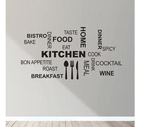 Kitchen Text Wall Art Decal Sticker Mural Decor Words Eat Bistro Dinner Home Meal Breakfast Bon Appetit